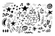 Hand drawn doodles, sketch drawing scribbles, various shapes elements set. Quirky vector brush strokes, stamp brushes. Organic scribbles and doodles, lines and shapes elements
