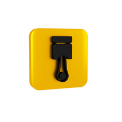 Canvas Print - Black Engine piston icon isolated on transparent background. Car engine piston sign. Yellow square button.