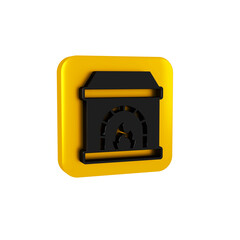 Wall Mural - Black Blacksmith oven icon isolated on transparent background. Yellow square button.