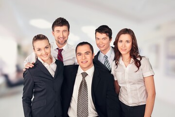 Wall Mural - Diversity happy colleagues in a office at workplace.