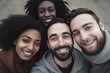 © Martin - A vibrant scene unfolds outdoors as a diverse group of friends enjoys leisure time, capturing the essence of multicultural unity and shared happiness through the lens of a selfie