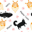Seamless Pattern with Maine Coon Cats