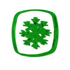 Wall Mural - Green Snowflake icon isolated on transparent background. Merry Christmas and Happy New Year.