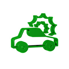 Wall Mural - Green Car insurance icon isolated on transparent background. Insurance concept. Security, safety, protection, protect concept.