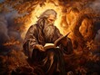 Moses with the burning bush, old Testament and Jewish Torah, Book of Exodus, religion Illustration Generative AI