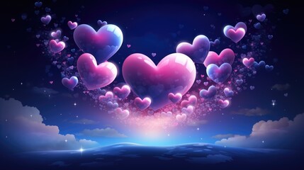 Wall Mural - galaxy cosmic heart background. bright stars night sky, romantic magic night, love and valentine’s d
