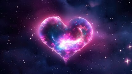 Wall Mural - galaxy cosmic heart background. bright stars night sky, romantic magic night, love and valentine’s d