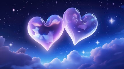 Wall Mural - galaxy cosmic heart background. bright stars night sky, romantic magic night, love and valentine’s d