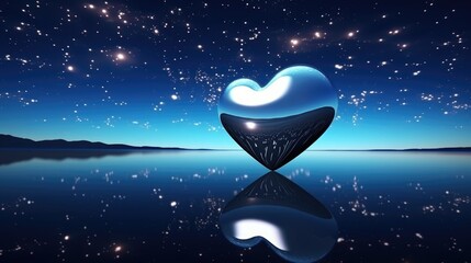 Wall Mural - galaxy cosmic heart background. bright stars night sky, romantic magic night, love and valentine’s d