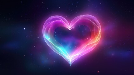 Wall Mural - galaxy cosmic heart background. bright stars night sky, romantic magic night, love and valentine’s d