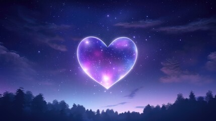 Wall Mural - galaxy cosmic heart background. bright stars night sky, romantic magic night, love and valentine’s d