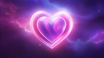 Wall Mural - galaxy cosmic heart background. bright stars night sky, romantic magic night, love and valentine’s d