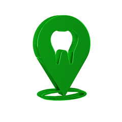 Canvas Print - Green Dental clinic location icon isolated on transparent background.