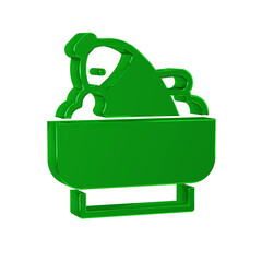 Sticker - Green Rice with fish in a bowl icon isolated on transparent background. Traditional Asian food.