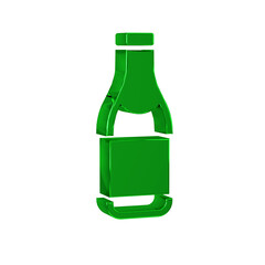 Sticker - Green Champagne bottle icon isolated on transparent background. Merry Christmas and Happy New Year.