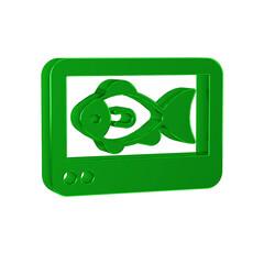 Wall Mural - Green Fish finder echo sounder icon isolated on transparent background. Electronic equipment for fishing.