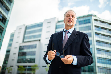 Canvas Print - Mature business man portrait outdoor