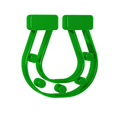 Canvas Print - Green Horseshoe icon isolated on transparent background.