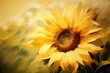 large yellow sunflower center blurred dreamy illustration diffuse sunlight attribution color professional cinematical composition wall profile