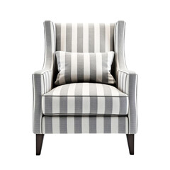 Wall Mural - Striped grey and white armchair with matching cushion, perfect for a stylish interior.