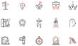 Vector set of linear icons related to decision-making process, problem solving, need to choice. Mono Line pictograms and infographic design elements - part 2