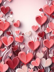 Wall Mural - hearts pink background profile banner falling red petals video aliased avatar