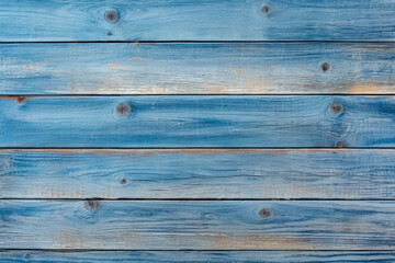 Weathered blue wooden planks line up to create a textured background, showcasing the rustic charm of distressed wood with a vintage feel.