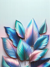 Spectral Iridescent Leaves In Ethereal Blues And Pinks