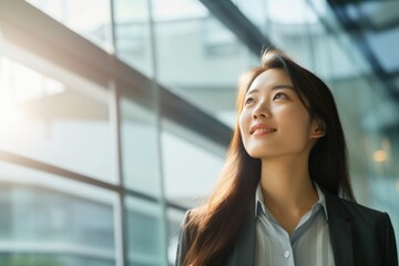 Sticker - Business woman businesswoman walking smiling in office building