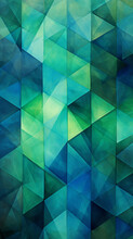 A Pattern Of Overlapping Green And Blue Diamonds