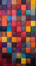 A Pattern Of Multicolored Squares Arranged In A Quilt-like Pattern