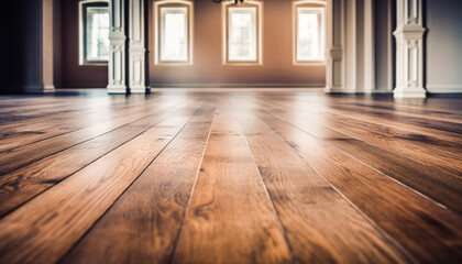 Poster - Modern elegance meets rustic nature in empty apartment hardwood flooring generated by AI