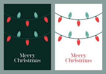 Wall Mural - merry christmas card vector design template christmas greeting card modern christmas lights illustra