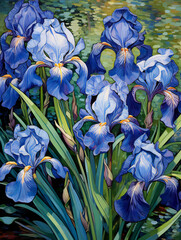 Wall Mural - iris flowers in the garden