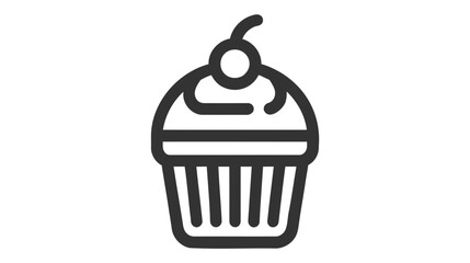 Wall Mural - Cupcake icon line style isolated on white background. Vector illustration