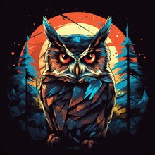 T Shirt Design Hipster Owl With Bowtie Deklart Illustration Picture AI Generated Art