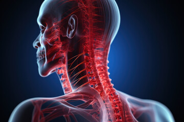 Sticker - A persistent pain in the neck, a result of prolonged poor posture and muscle strain. Concept of cervical discomfort. Generative Ai.