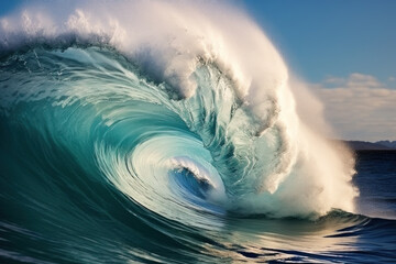 Blue ocean surfing wave