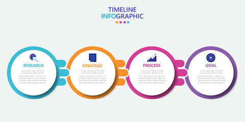 Aufkleber - Infographic template for business. Modern Timeline infograph with 4 steps.