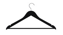 Black Hanger For Clothes Isolated On Transparent And White Background. Hanger Concept. 3D Render