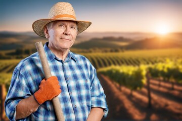 Poster - Farming, portrait of man in agriculture field.