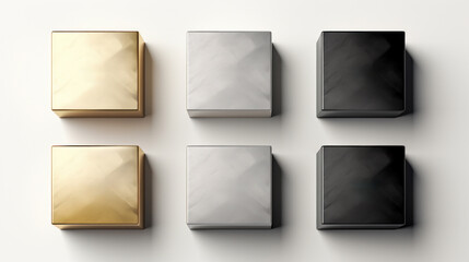 Canvas Print - Six different colored boxes on a white surface, AI