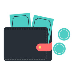 Wallet and money travel element. Vector illustration with travel theme and flat vector style.