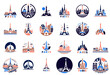 Icons of the City of Light: Paris Landmark Colorful Graphics