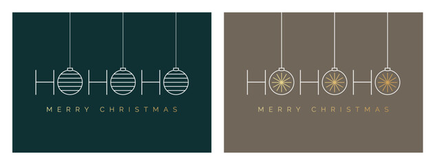 Wall Mural - ho ho ho merry christmas card design template. hohoho christmas card with bauble decorations. festiv