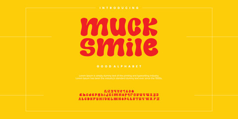 Sticker - Muck Smile abstract minimal modern alphabet fonts. Typography technology vector illustration