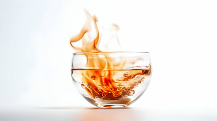 Glass of hot drink on the white background.