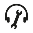 Headphones tuning wrench interface icon. Vector illustration. EPS 10.