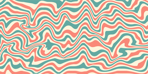 Wall Mural - Abstract groovy background. Trendy wavy background in retro 70s style. Vector illustration