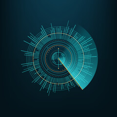 Leinwandbilder - Round circle futuristic chart, HUD element. SCi FI navigation compass screen or futuristic radar display or circle dashboard, game interface design vector icon. Future technology virtual chart panel